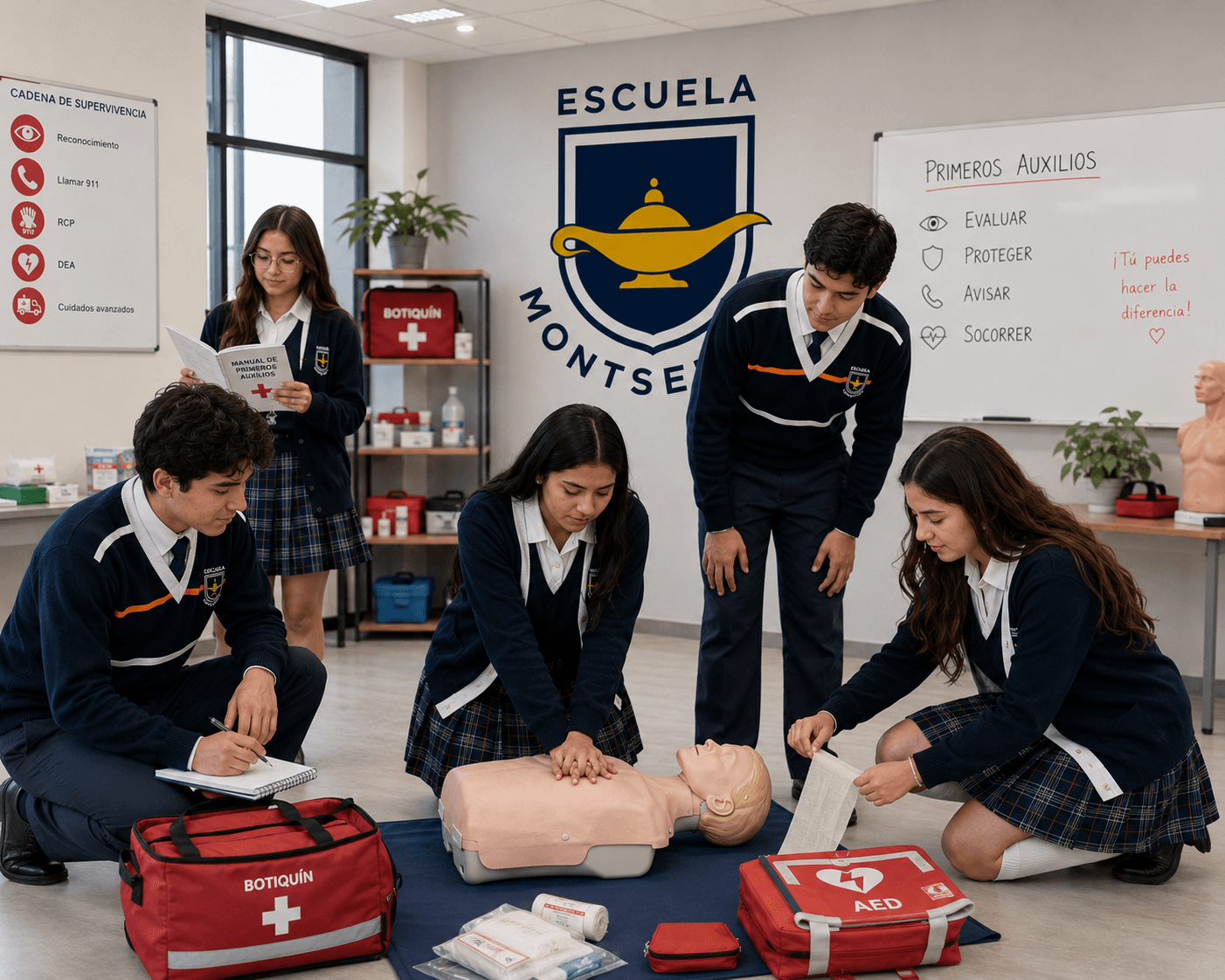 Botiquín de primeros auxilios y equipo médico